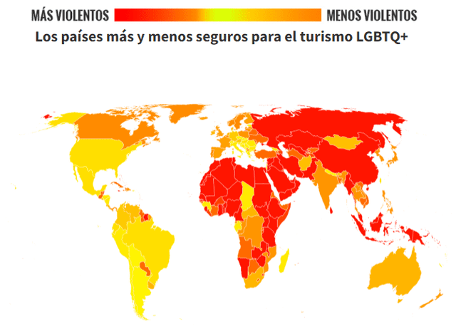 ¿Cuáles son los países más peligrosos y seguros para el turismo de personas LGTBIQ+?
