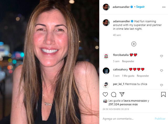 Adam Sandler le dedica un romántico mensaje a su esposa  Jacqueline Titone |Fotocaptura Instagram