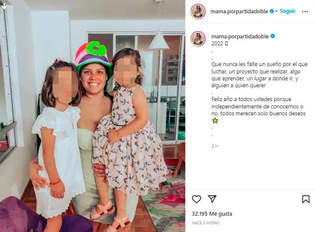 Andrea San Martín celebró Año Nuevo junto a sus menores hijas. Foto: Andrea San Martín/Instagram.