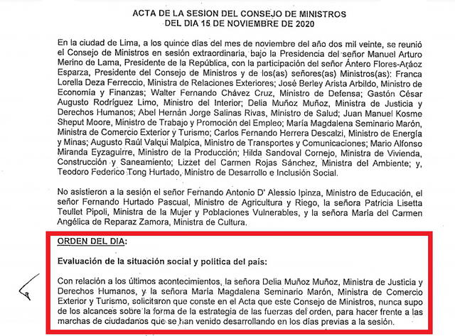 Acta Consejo de Ministros Manuel Merino