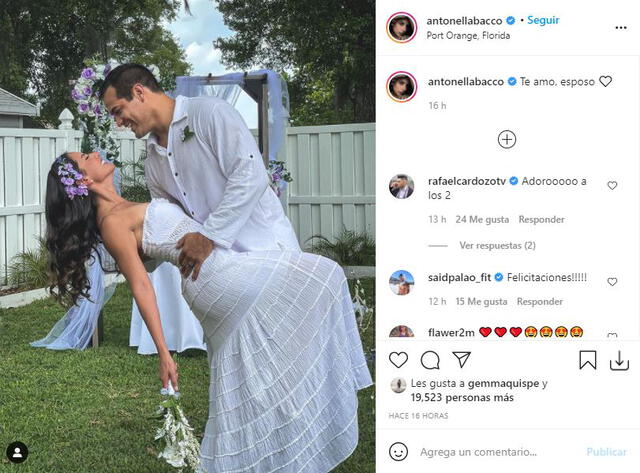 Pareja celebró su matrimonio. Foto: captura/Instagram