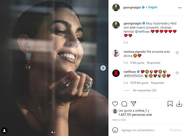 Mensaje de la novia de Cristiano Ronaldo. Foto: captura/Instagram