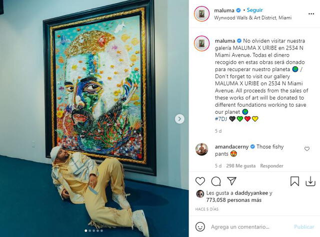 Maluma realiza activismo social con esta subasta. Foto: captura/Instagram