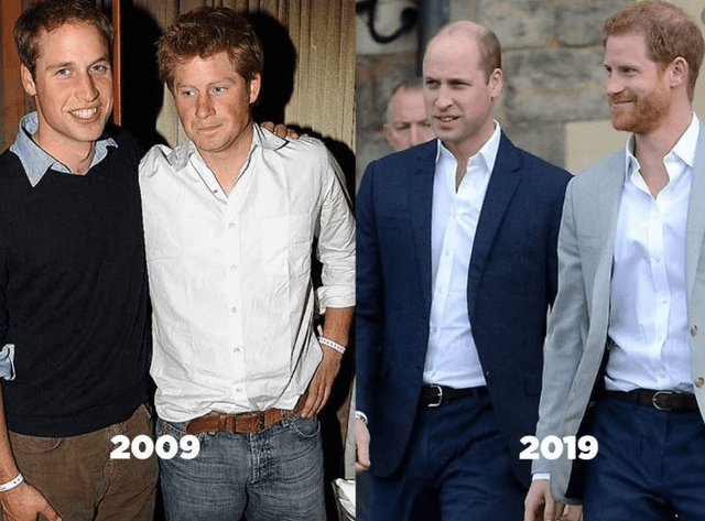 Antes y después de los príncipes Harry y William