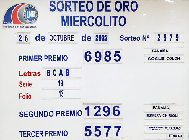Resultados del sorteo dominical de HOY 19 de octubre. Foto: Lotería de Panamá.