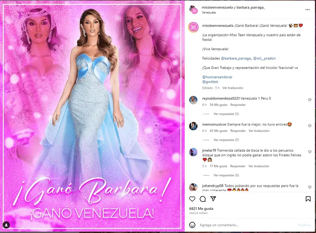 Bárbara Párraga es actual Miss Teen Venezuela.