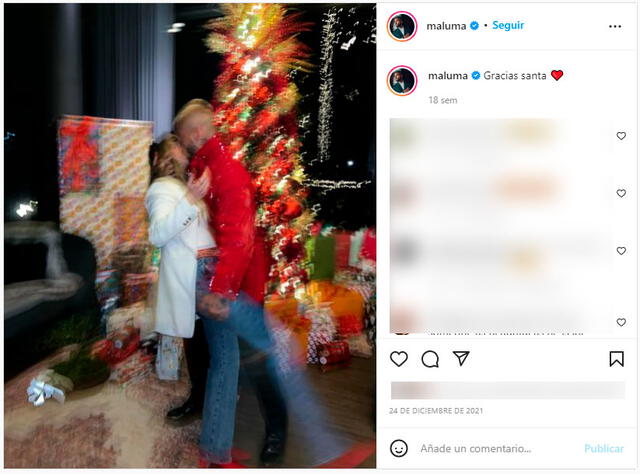 Foto de Maluma de Navidad de 2021, en la que revela su romance. Foto: maluma/Instagram