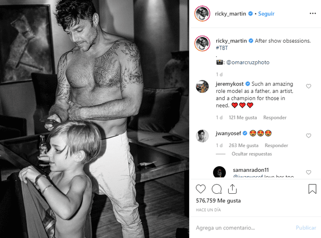 Ricky Martin se quita la camisa en Instagram.