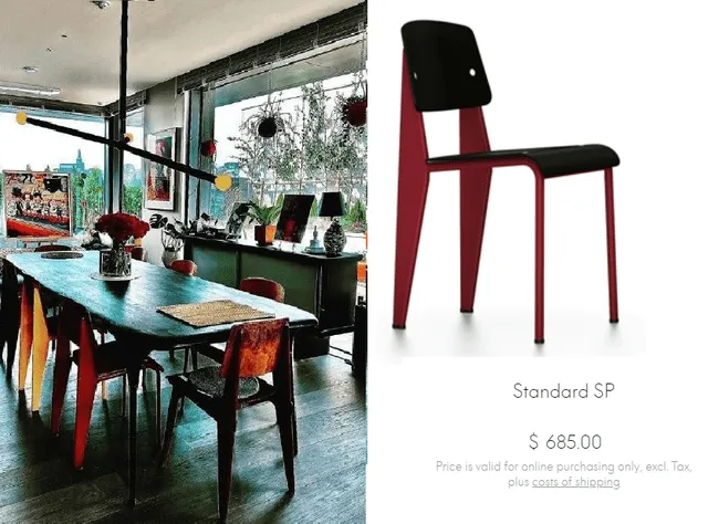 G-Dragon casa: Juego de sillas diseñadas por el arquitecto francés Jean Prouvé.
