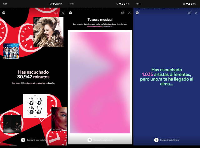 Las historias revelarán información sobre tu uso de Spotify. Foto: Xataka