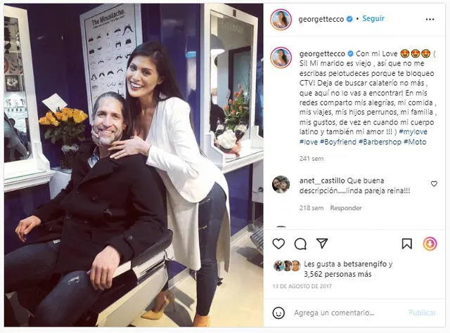 13.8.2017 | Publicación de Georgette Cárdenas sobre su pareja. Foto: captura Georgette Cárdenas/Instagram