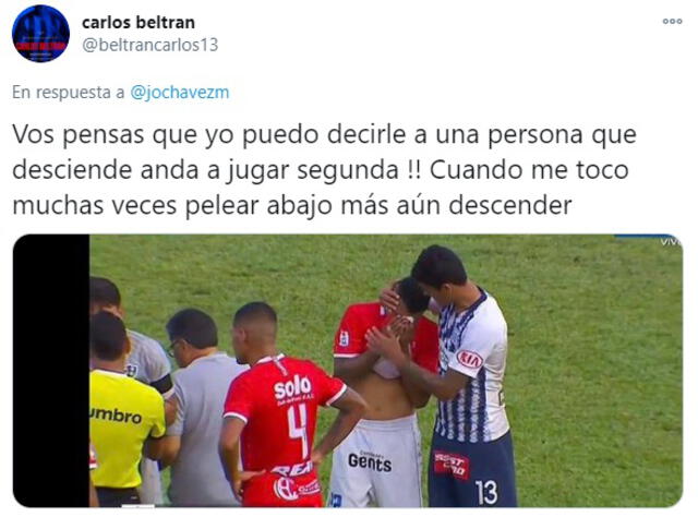 La respuesta de Carlos Beltrán a Ronald Ruíz en Twitter.