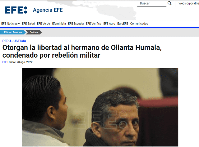 Antauro Humala ha manifestado su intención de dedicarse a la política. Foto: captura de EFE.