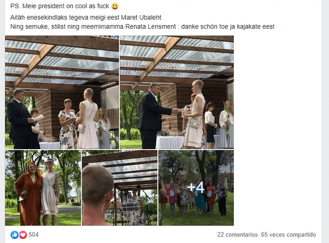  Publicación realizada el 18 de agosto de 2020 por Mikk Pärnits en la que se observa el evento al que asistieron la presidenta de Estonia y el ministro de Justicia. Foto: captura de LR/Facebook   