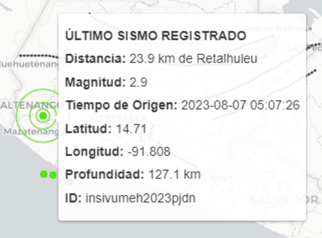 Último temblor hoy en Guatemala. Foto: Insivumeh