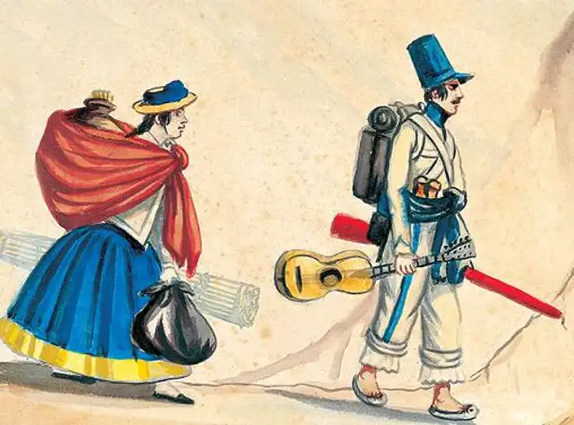  "Rabona y soldado". Acuarela de Pancho Fierro. Imagen: Difusión.    