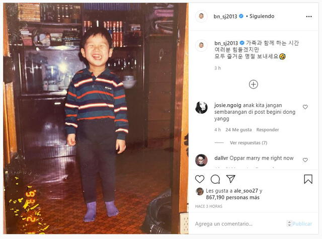 Park Seo Joon en su niñez. Foto: captura Instagram