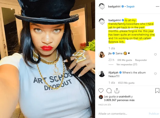 El mensaje de Rihanna