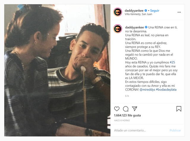 Las palabras de Daddy Yankee a propósito de sus bodas de plata junto a Mireddys González.