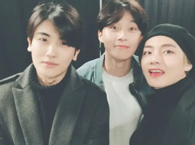 Taehyung de BTS, Park Seo Joon y Park Hyung Sik fueron captados en un