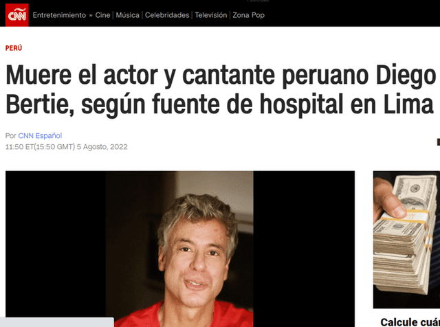 Falleció Diego Bertie. Foto: CNN En Español