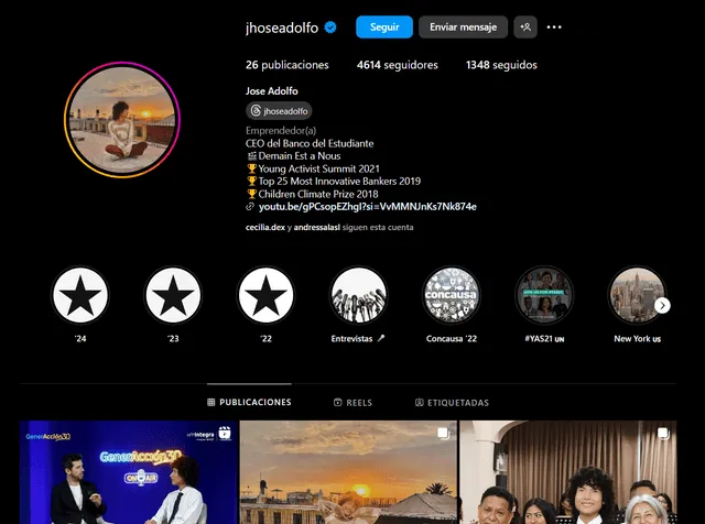 Instagram oficial de José Quisocala. Foto: captura de pantalla/ Instagram. 
