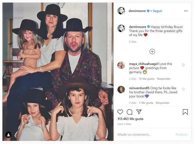 La publicación de la actriz en Instagram que incluyó foto familiar del recuerdo.