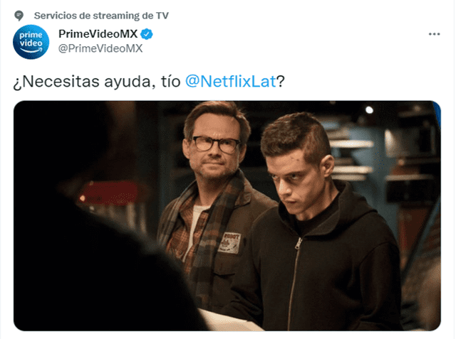 Amazon Prime Video envía mensaje a Netflix, tras su desaparición en Twitter. Foto: captura de Twitter