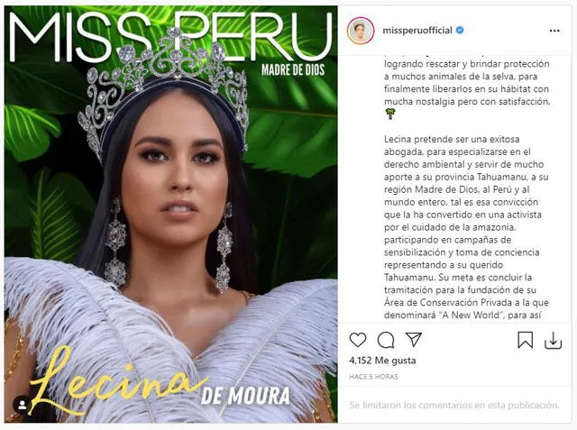 Lecina De Moura, candidata por Madre de Dios. Foto: captura/Instagram