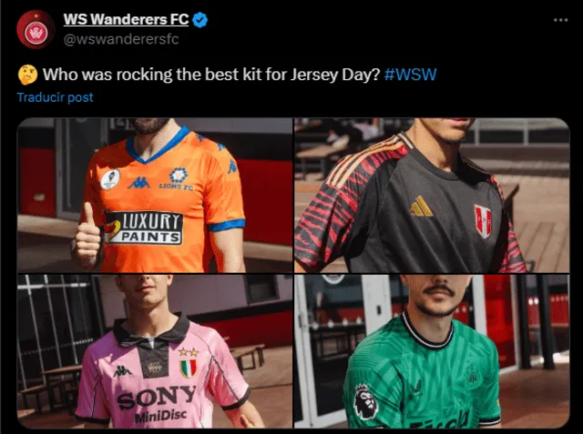  Tuit del WS Wanderers sobre el Jersey Day. Foto: WS Wanderers/X   