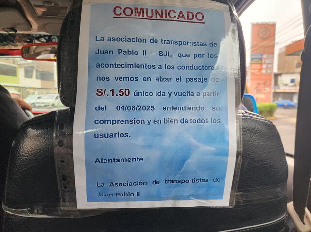 Asociación de Transportistas Urbanitos de San Juan de Lurigancho eleva precio del pasaje por extorsiones. Foto: LR.   