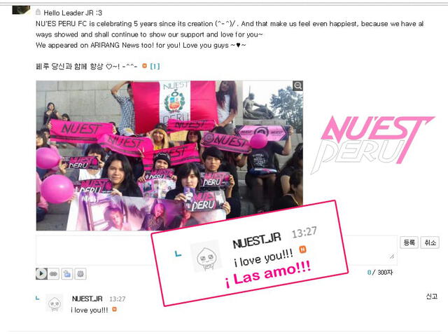 JR de NU'EST respondió a foto de un evento organizado por el fanclub en Perú. Foto: cortesía NU'EST Perú