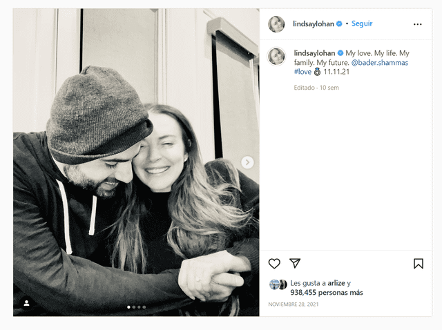 Lindsay Lohan y Bede Shammas anunciaron su compromiso también por Instagram en noviembre de 2021.