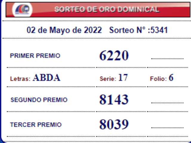 Sorteo de Oro Dominical. Foto: Lotería Nacional de Panamá