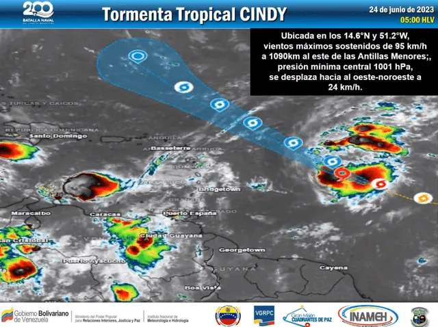 Por el momento, la tormenta Cindy se encuentra alejada del territorio venezolano. Foto: captura/Inameh