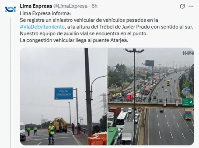  Comunicado Lima Expresa. Foto: Lima Expresa   