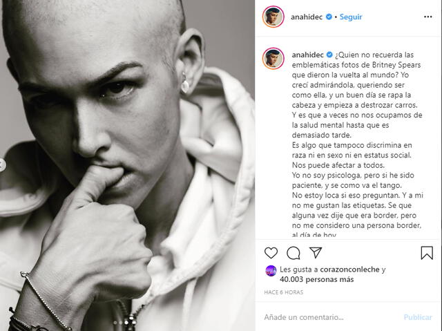 Anahí de Cárdenas y su mensaje en su cuenta de Instagram