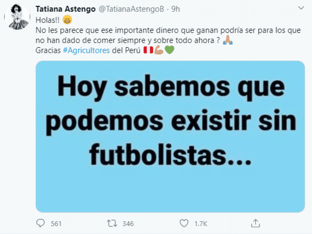Tatiana Astengo arremete contra futbolistas.