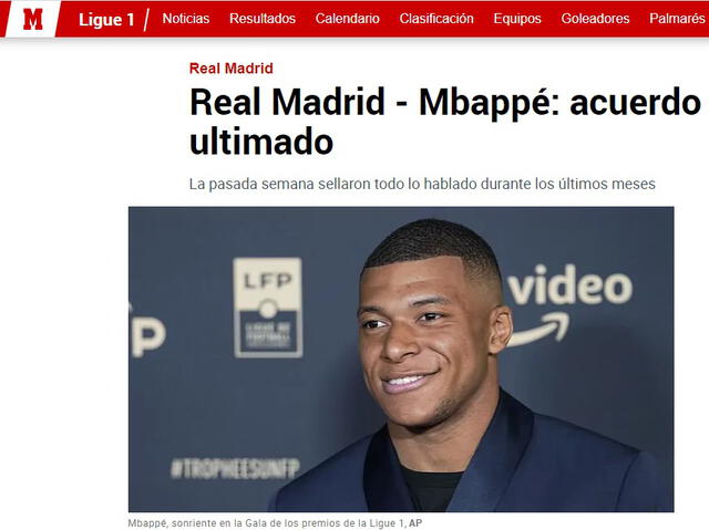 Kylian Mbappé será nuevo jugador del Real Madrid desde la temporada 2022-23, según el diario español. Foto: captura de Marca