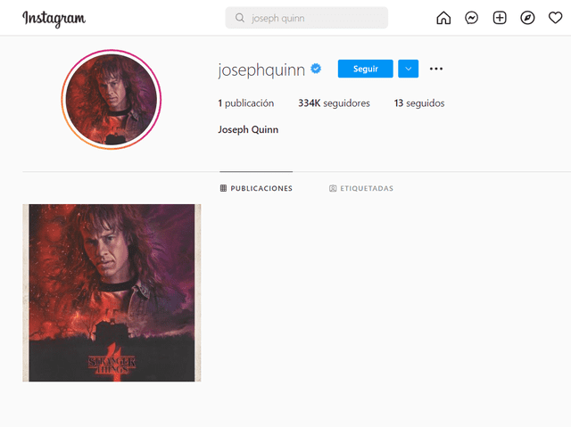 Joseph Quinn en Instagram. Foto: captura