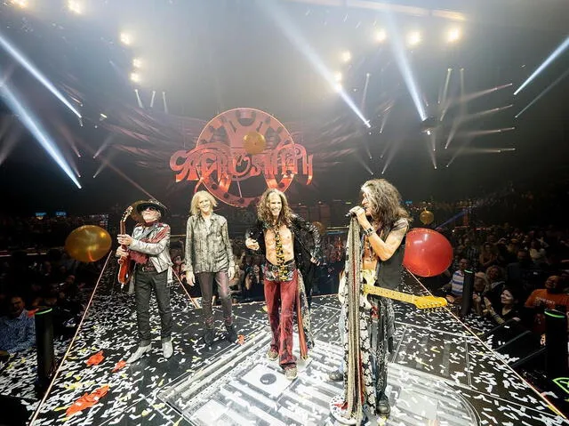  Integrantes de Aerosmith en un concierto que brindaron en Las Vegas en 2022. Foto: Instagram   