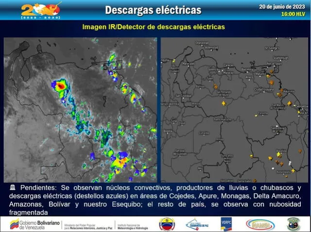 Pronóstico de las 4.00 p. m., hora de Venezuela. Foto. Twitter/Inameh.