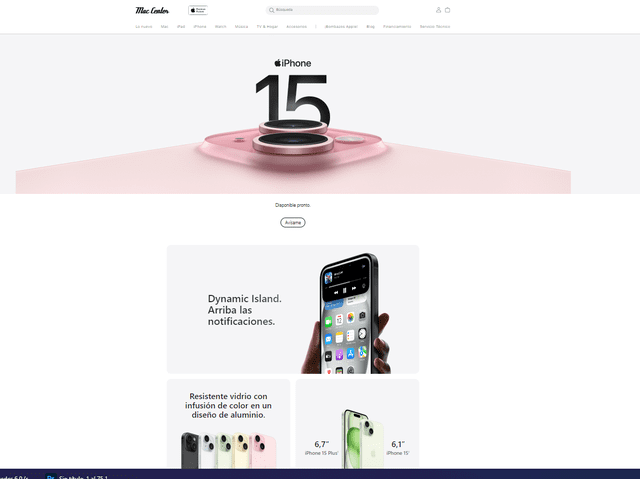  Puedes recibir una notificación cuando los iPhone 15 estén disponibles. Foto: captura de Mac Center<br><br>    
