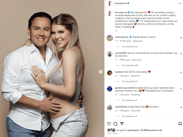  Brunella Horna dedicó emotivas palabras a su esposo Richard Acuña por su cumpleaños. Foto: Instagram/Brunella Horna   