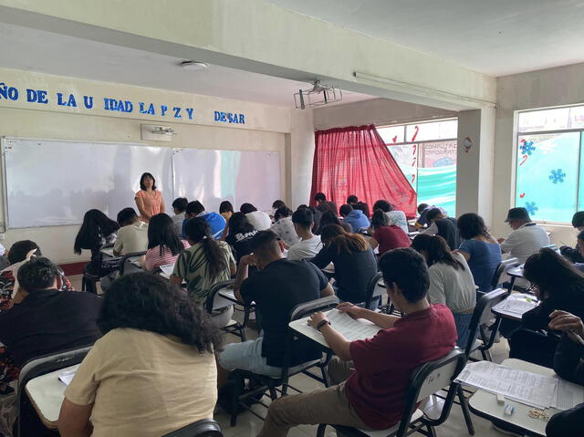 Jóvenes rinden simulacro del examen de admisión, realizado el 28 de enero del 2024. Foto: captura/Facebook/IESTP Manuel Seoane Corrales   