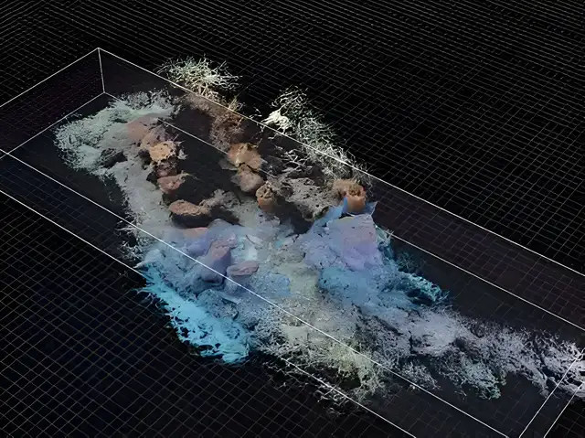 Una representación en 3D creada a partir de la fotogrametría de la estructura submarina “Salam 5”. Foto: Image by Dr. Kathleen Martinez.   