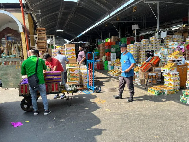 Estibadores en el mercado de frutas. Foto: URPI