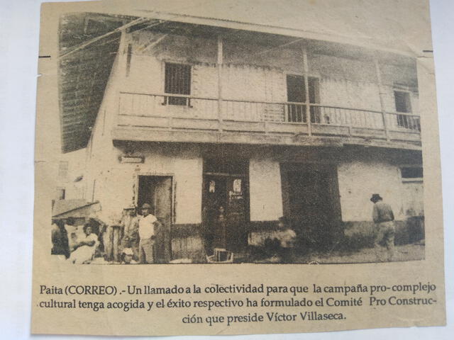 Casa de Manuelita Sáenz. Foto: arhivo de la Biblioteca Municipal de Paita