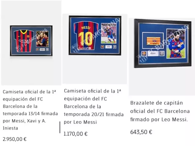 Así anuncia el FC Barcelona la venta de algunos artículos de Messi. Foto: captura sitio web del FC Barcelona.