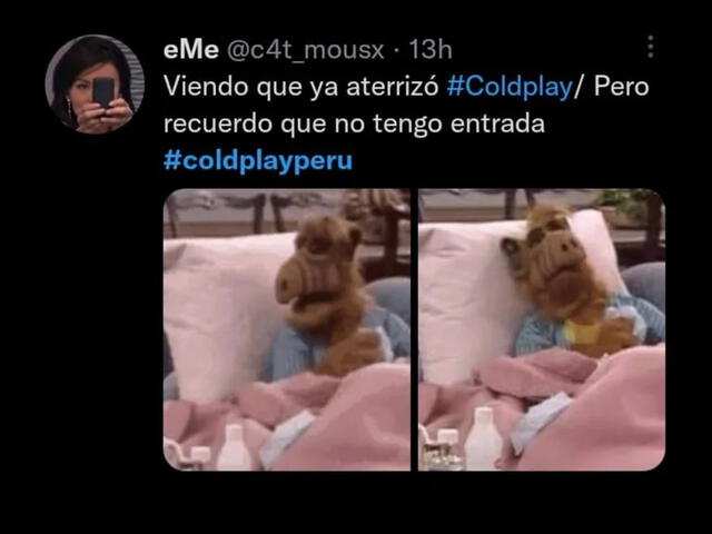 Memes tras la llegada de Coldplay a Lima, Perú. Foto: captura Twitter